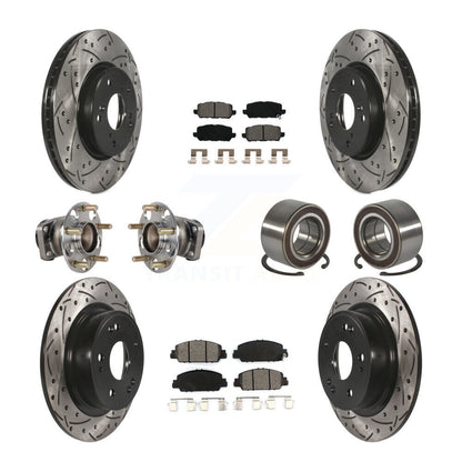 Hub Bearing Coat Brake Rotor Pads Front Rear Kit (10Pc) For 16-22 Honda HR-V FWD