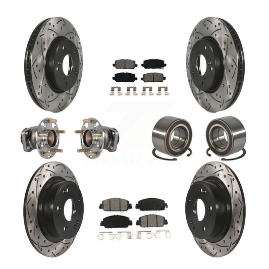Hub Bearing Coat Brake Rotor Pads Front Rear Kit (10Pc) For 16-22 Honda HR-V FWD