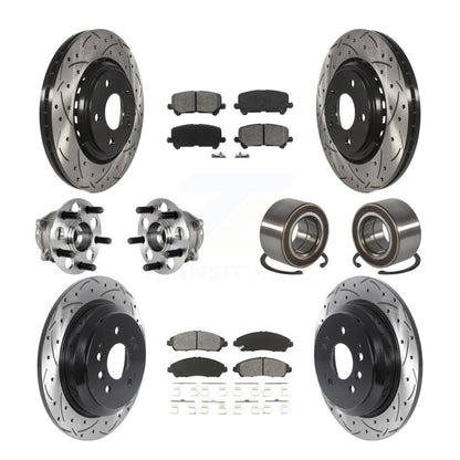 Hub Bearing Coat Brake Rotor Pad Front Rear Kit (10Pc) For 16-22 Honda Pilot AWD