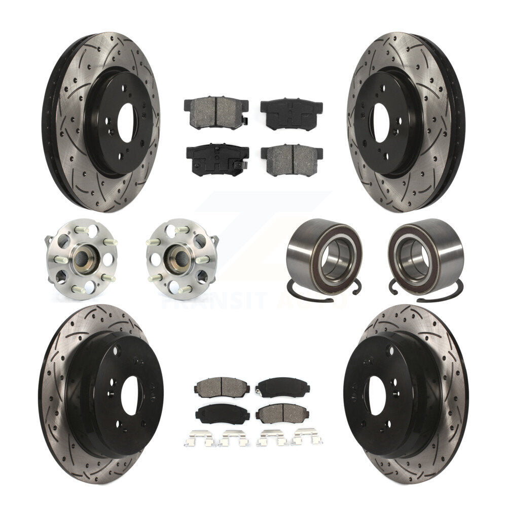 Hub Bearing Coated Disc Brake Rotor And Pads Front Rear Kit (10Pc) For Acura RDX