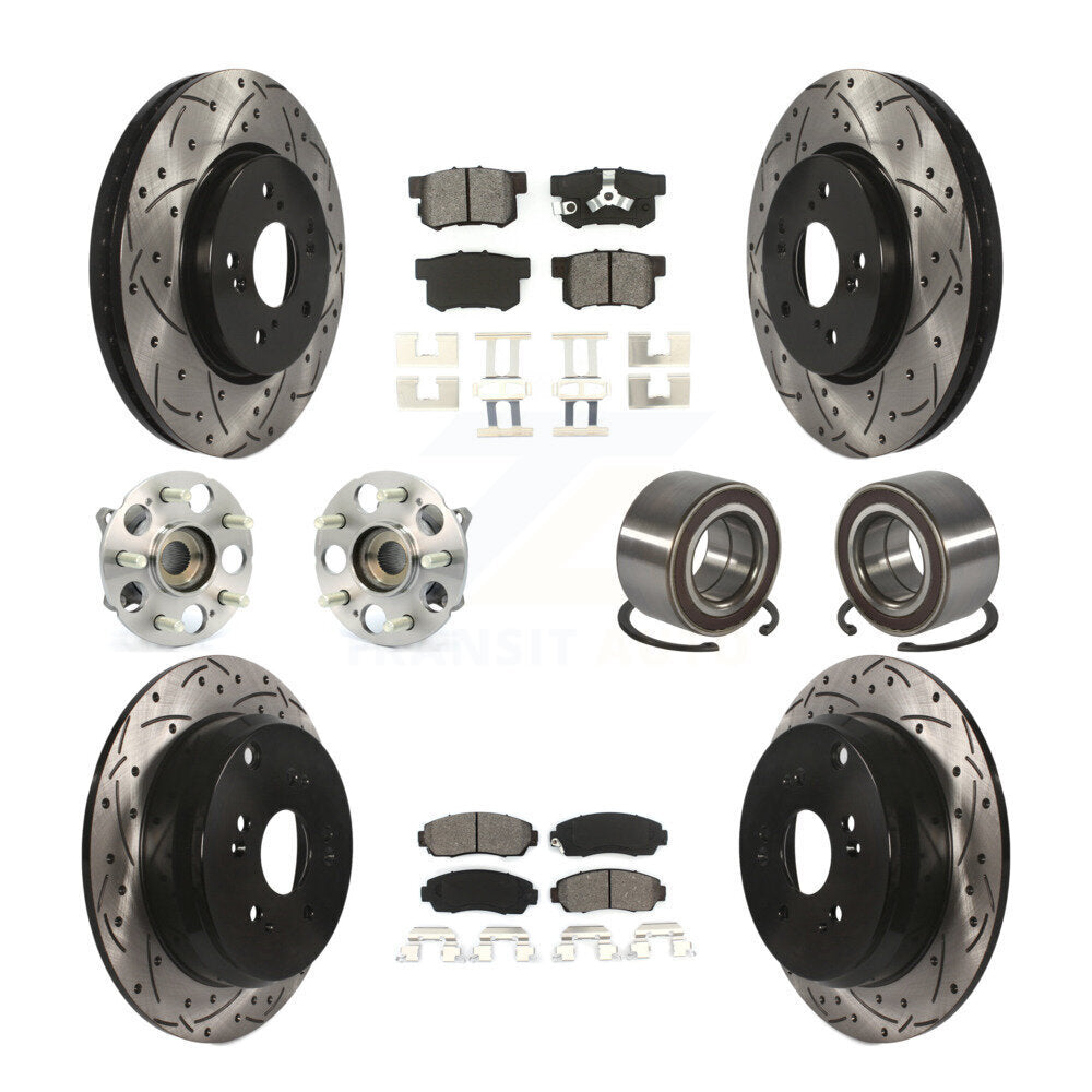 Hub Bearing Coat Brake Rotor Pads Front Rear Kit (10Pc) For Honda CR-V Acura RDX