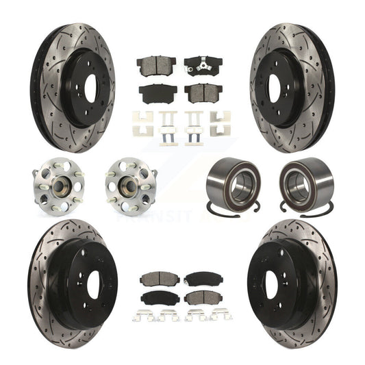 Hub Bearing Coat Brake Rotor Pads Front Rear Kit (10Pc) For Honda CR-V Acura RDX