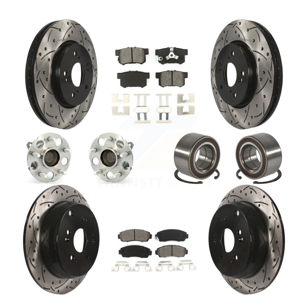 Hub Bearing Coat Brake Rotor Pads Front Rear Kit (10Pc) For 07-11 Honda CR-V FWD