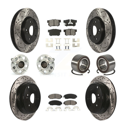 Hub Bearing Coat Brake Rotor Pads Front Rear Kit (10Pc) For 07-11 Honda CR-V FWD