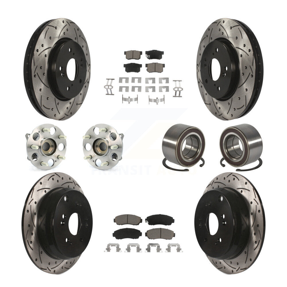 Hub Bearing Coated Disc Brake Rotor And Pads Front Rear Kit (10Pc) For Acura RDX