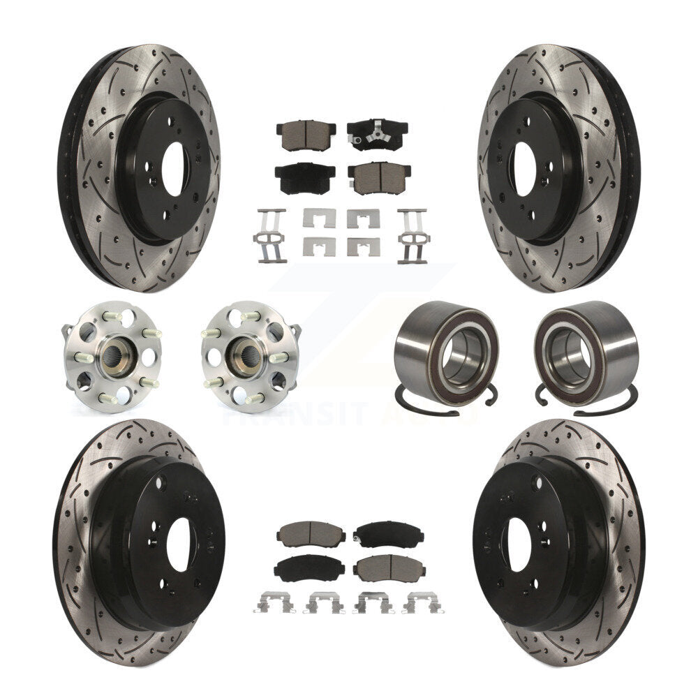 Hub Bearing Coat Brake Rotor Pads Front Rear Kit (10Pc) For Honda CR-V Acura RDX