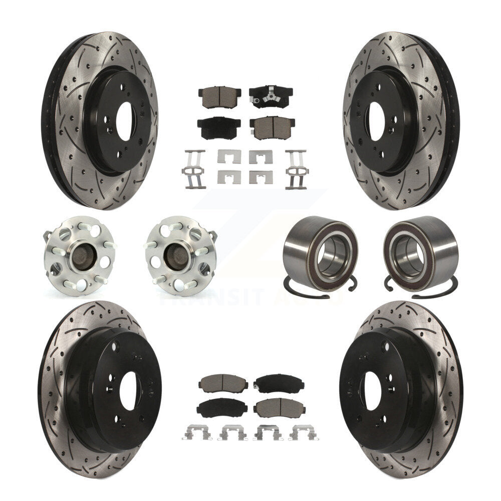 Hub Bearing Coat Brake Rotor Pads Front Rear Kit (10Pc) For 07-11 Honda CR-V FWD