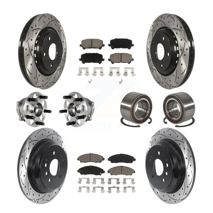Hub Bearing Coat Brake Rotor Pad Front Rear Kit (10Pc) For 16-22 Honda Pilot AWD