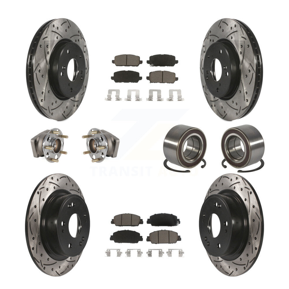 Hub Bearing Coat Brake Rotor Pads Front Rear Kit (10Pc) For 16-22 Honda HR-V AWD