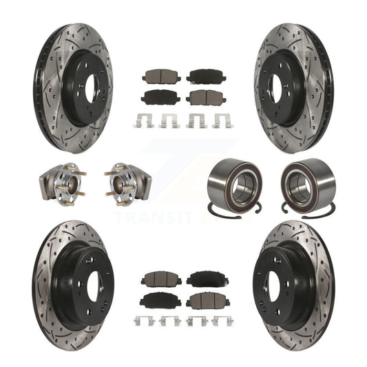 Hub Bearing Coat Brake Rotor Pads Front Rear Kit (10Pc) For 16-22 Honda HR-V AWD