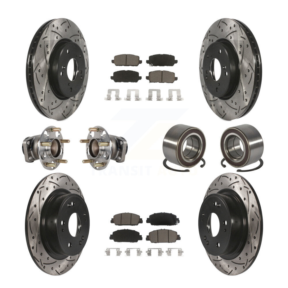 Hub Bearing Coat Brake Rotor Pads Front Rear Kit (10Pc) For 16-22 Honda HR-V FWD