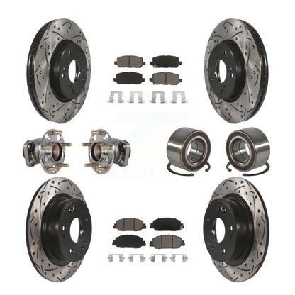 Hub Bearing Coat Brake Rotor Pads Front Rear Kit (10Pc) For 16-22 Honda HR-V FWD