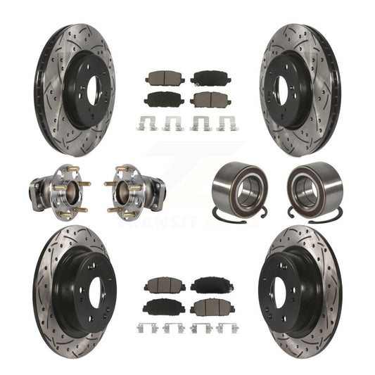 Hub Bearing Coat Brake Rotor Pads Front Rear Kit (10Pc) For 16-22 Honda HR-V FWD