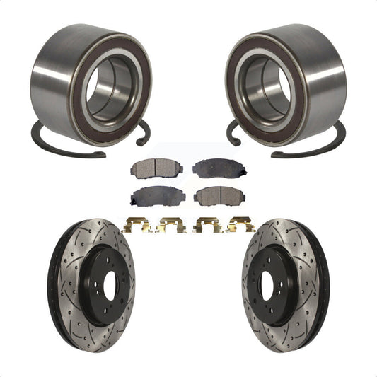 Wheel Bearing Coat Drill Slot Brake Rotor Pad Front Kit For Honda CR-V Acura RDX