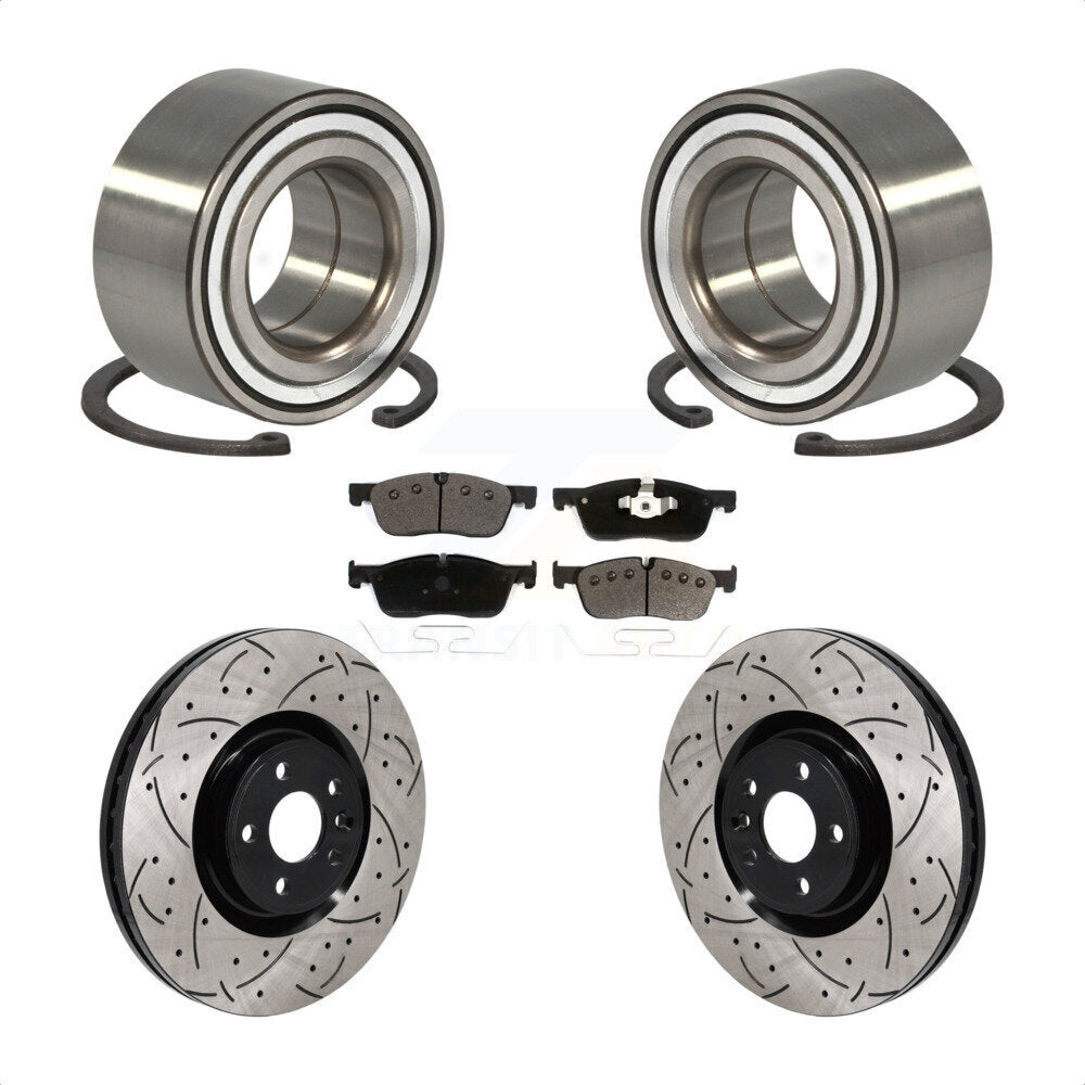 Wheel Bearing Coat Drill Slot Brake Rotor Pad Front Kit For Land Rover Discovery