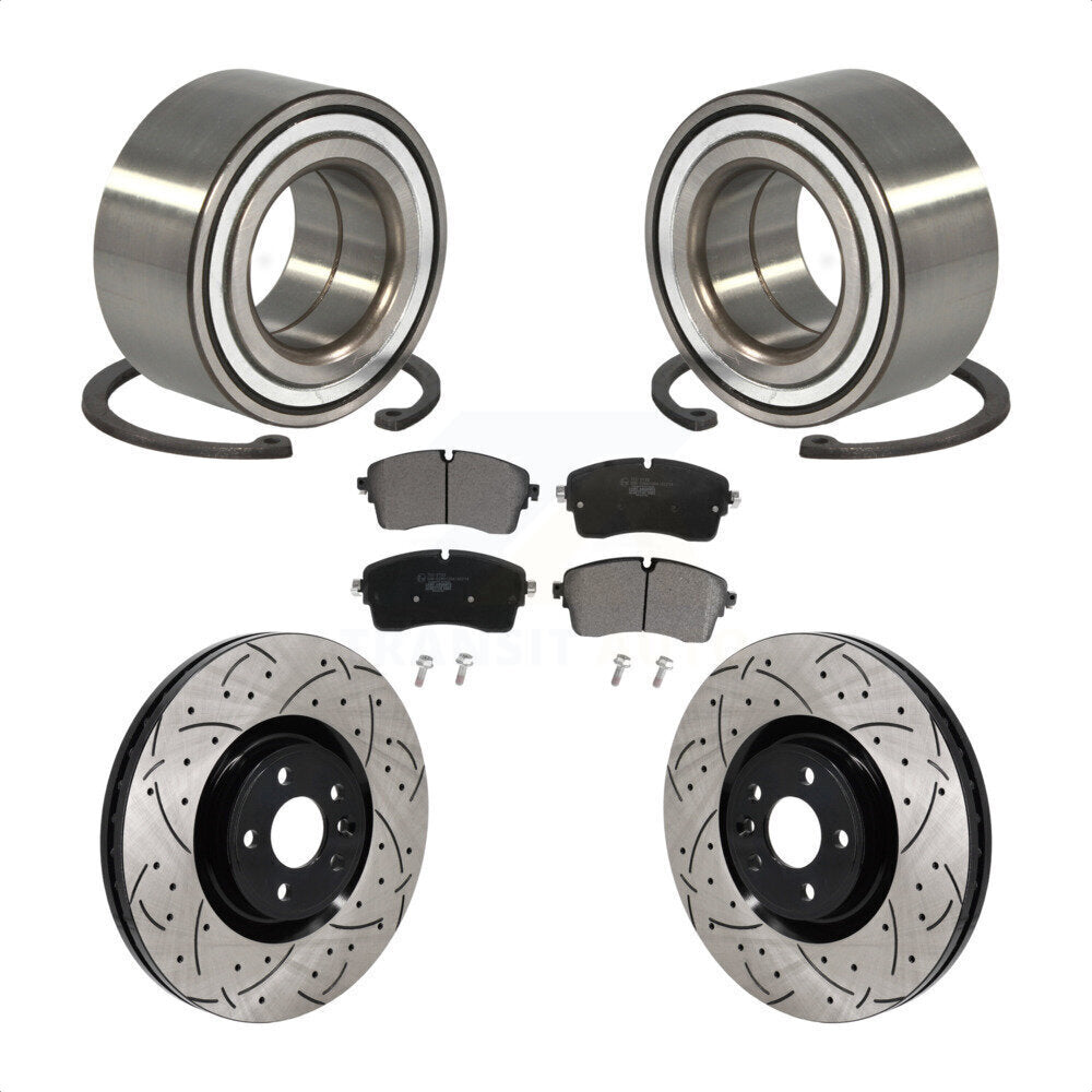 Wheel Bearing Drilled Slot Brake Rotor Pad Front Kit For Land Rover Range Evoque