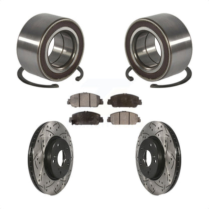 Wheel Bearing Coat Drill Slot Brake Rotor Pad Front Kit For 2016-2022 Honda HR-V