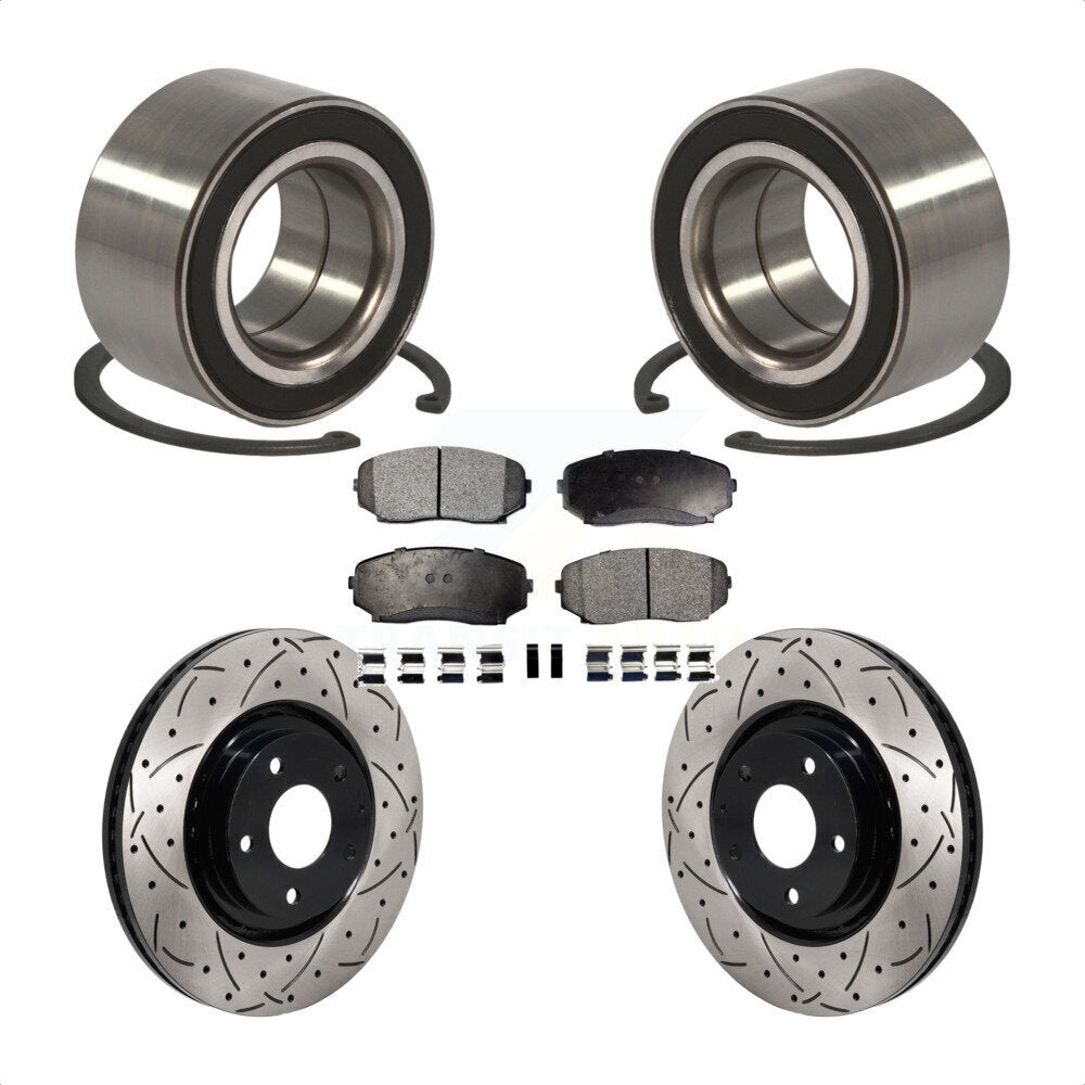 Wheel Bearing Coat Drill Slot Brake Rotor Pad Front Kit For 2016-2018 Mazda CX-9