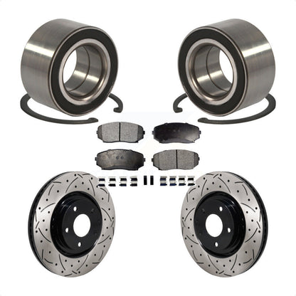 Wheel Bearing Coat Drill Slot Brake Rotor Pad Front Kit For 2016-2018 Mazda CX-9