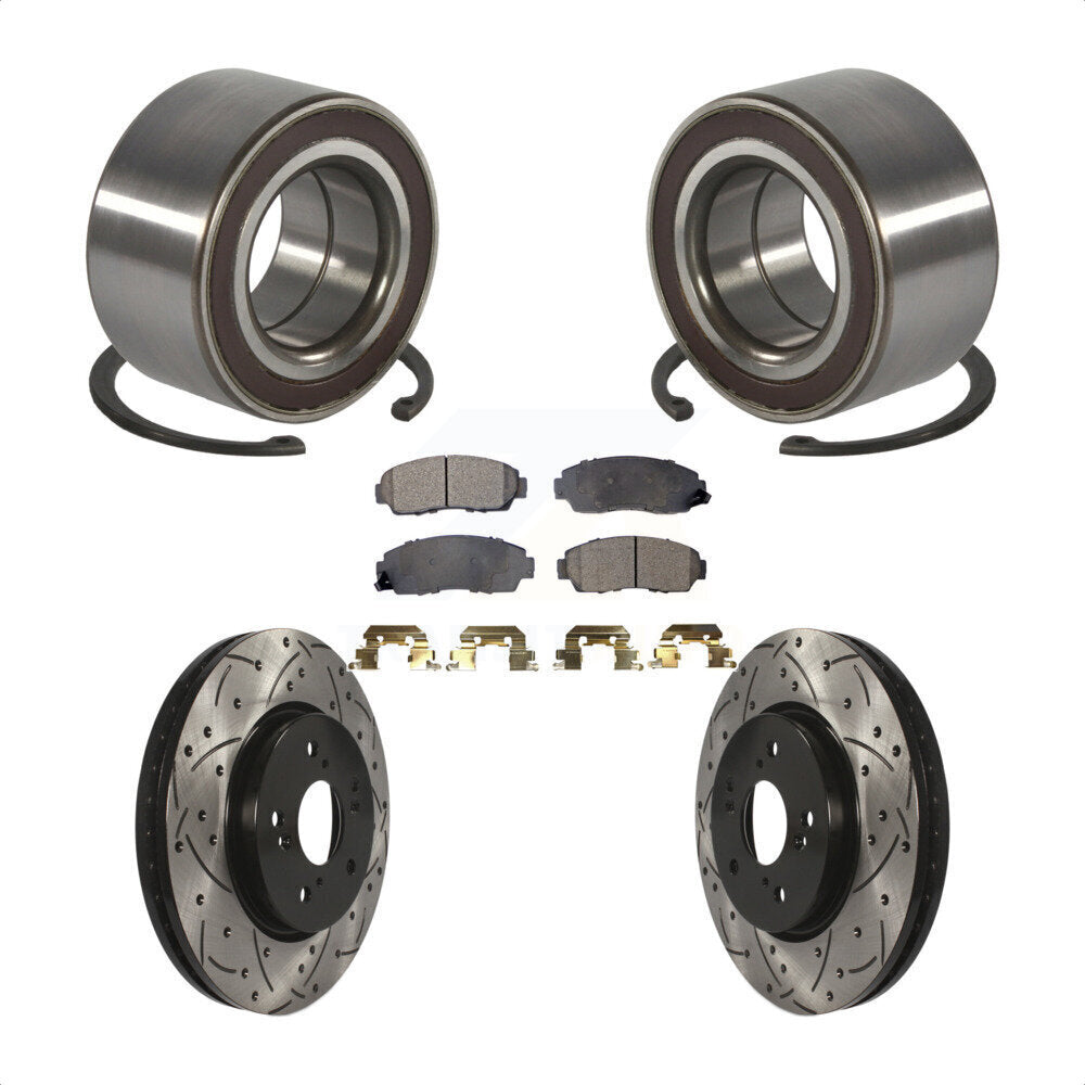 Wheel Bearing Coat Drill Slot Brake Rotor Pad Front Kit For Honda CR-V Acura RDX
