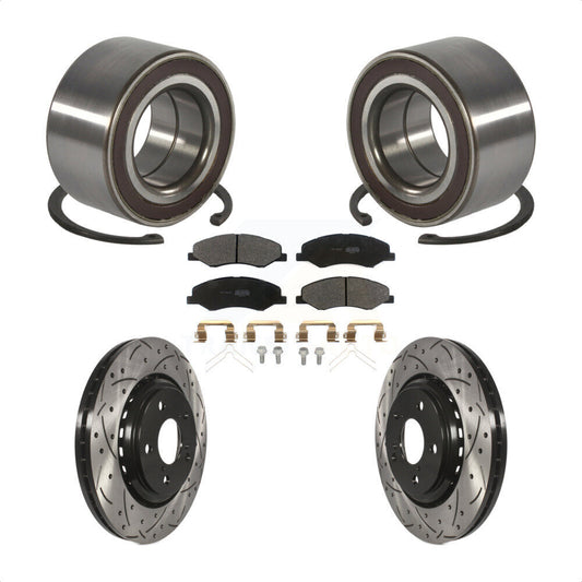 Wheel Bearing Drilled Slot Brake Rotor Pad Front Kit For 2018-2023 Honda Odyssey