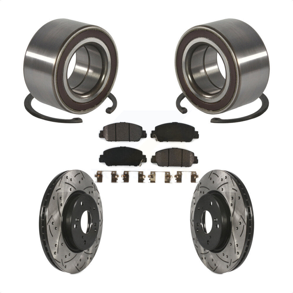 Wheel Bearing Coat Drill Slot Brake Rotor Pad Front Kit For 2016-2022 Honda HR-V