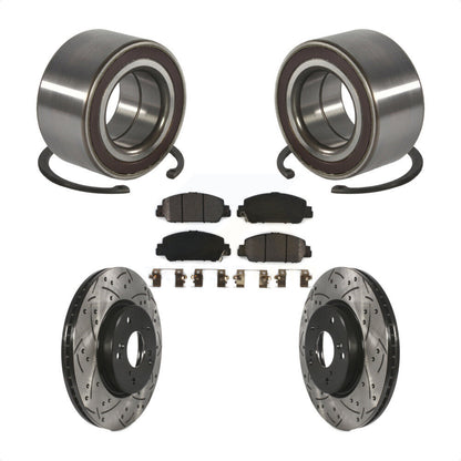 Wheel Bearing Coat Drill Slot Brake Rotor Pad Front Kit For 2016-2022 Honda HR-V