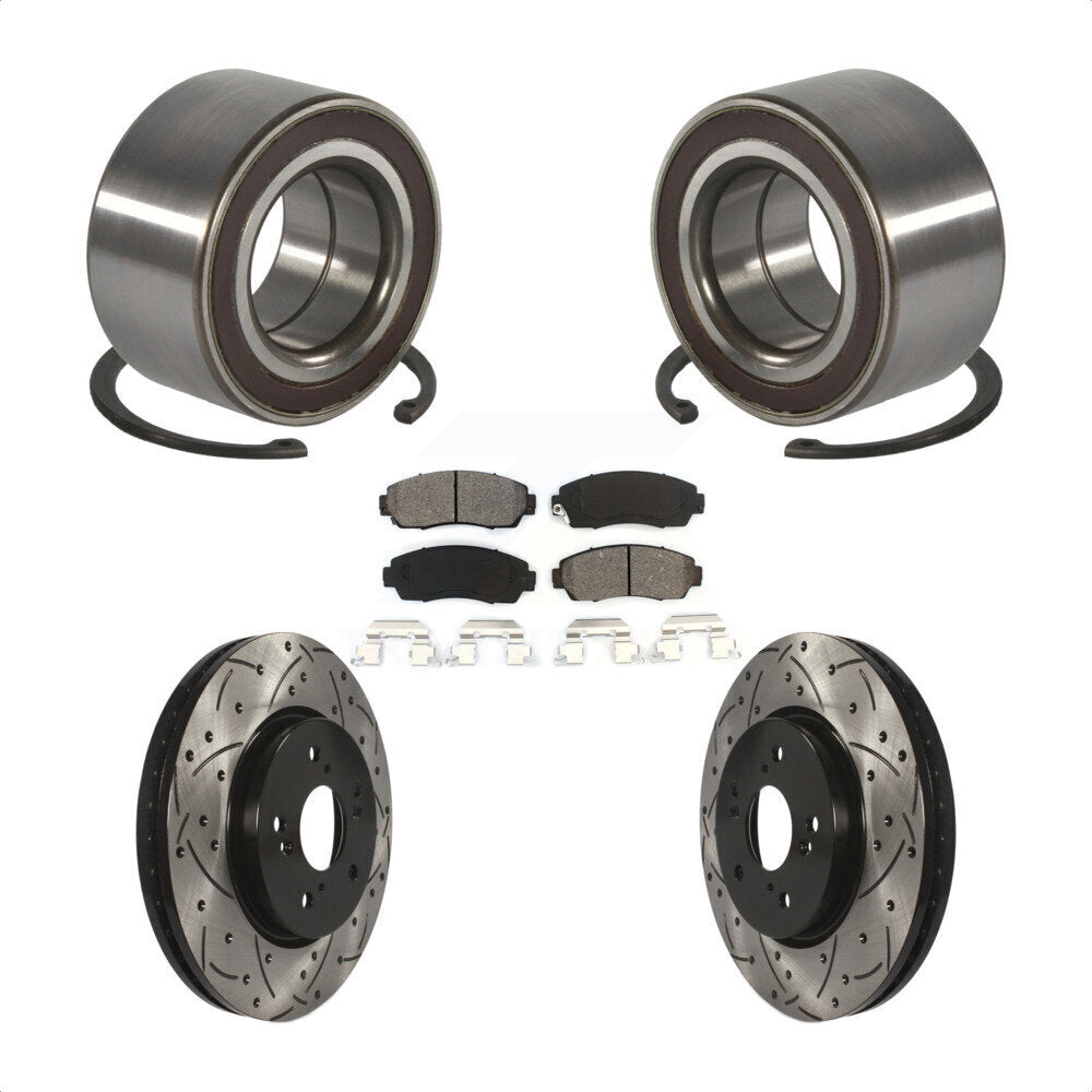 Wheel Bearing Coat Drill Slot Brake Rotor Pad Front Kit For Honda CR-V Acura RDX