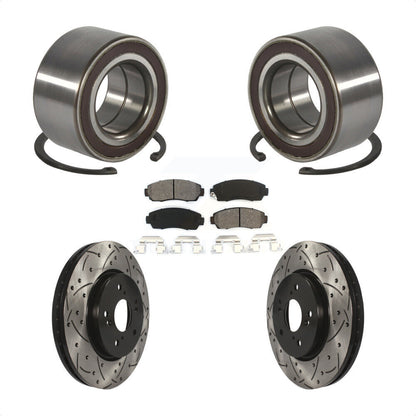 Wheel Bearing Coat Drill Slot Brake Rotor Pad Front Kit For Honda CR-V Acura RDX