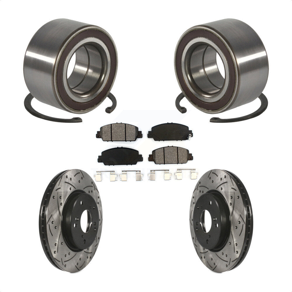 Wheel Bearing Coat Drill Slot Brake Rotor Pad Front Kit For 2016-2022 Honda HR-V