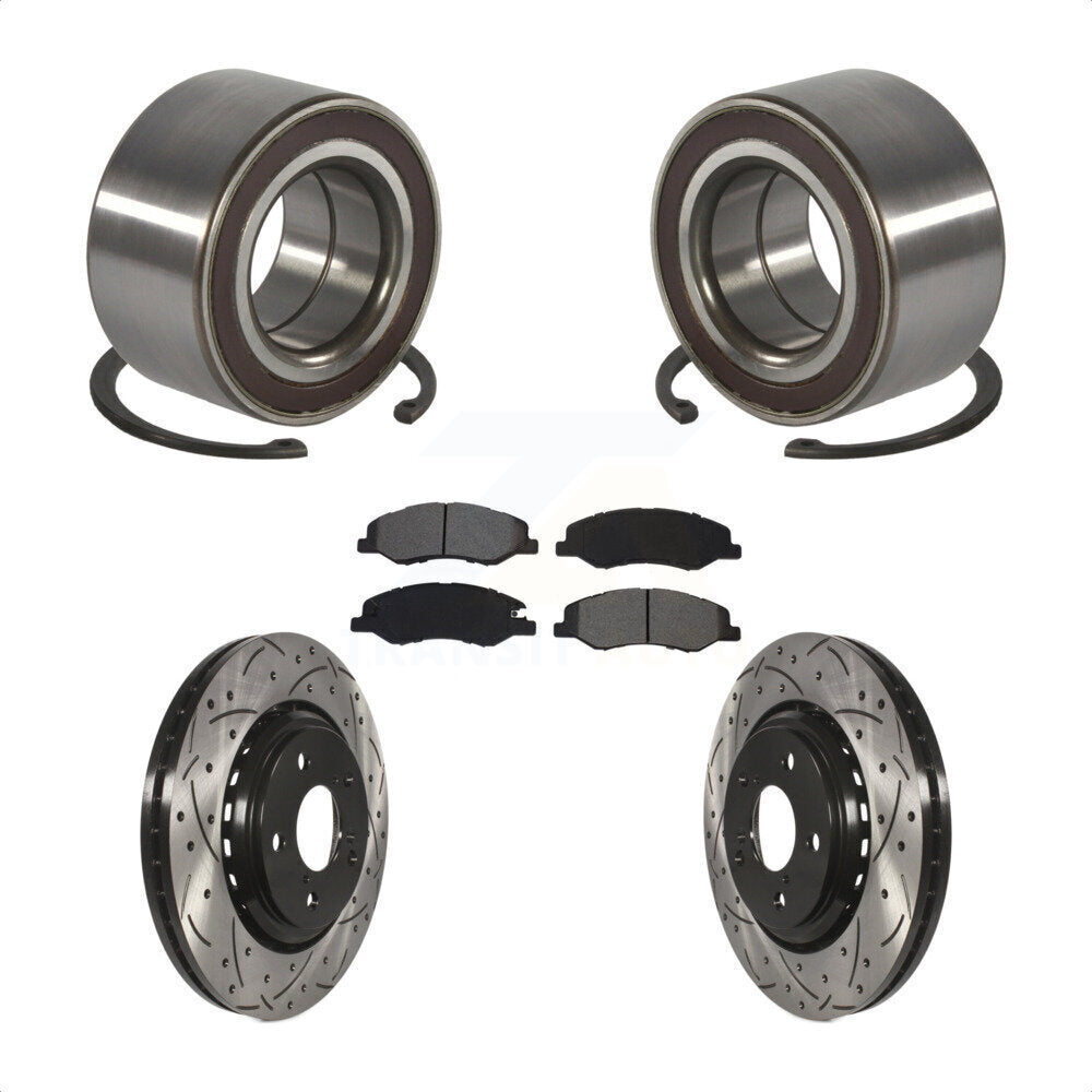 Wheel Bearing Drilled Slot Brake Rotor Pad Front Kit For 2018-2023 Honda Odyssey