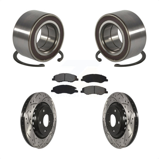 Wheel Bearing Drilled Slot Brake Rotor Pad Front Kit For 2018-2023 Honda Odyssey