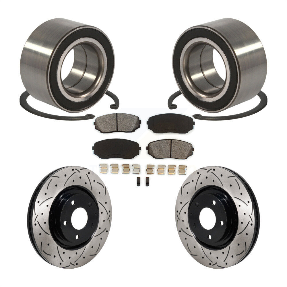 Wheel Bearing Coat Drill Slot Brake Rotor Pad Front Kit For 2016-2018 Mazda CX-9