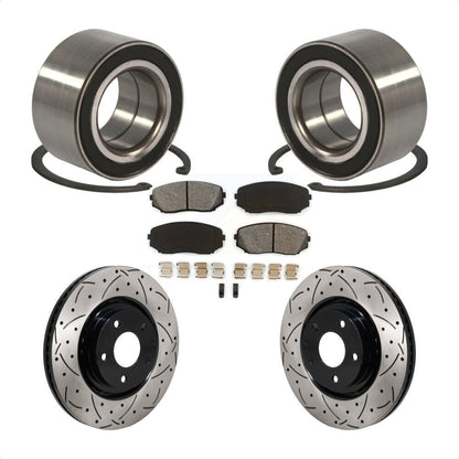 Wheel Bearing Coat Drill Slot Brake Rotor Pad Front Kit For 2016-2018 Mazda CX-9