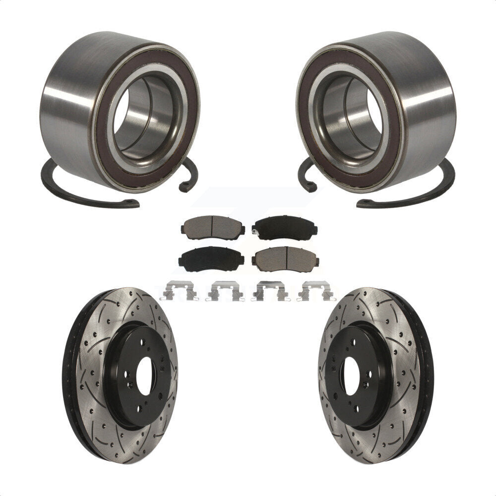 Wheel Bearing Coat Drill Slot Brake Rotor Pad Front Kit For Honda CR-V Acura RDX