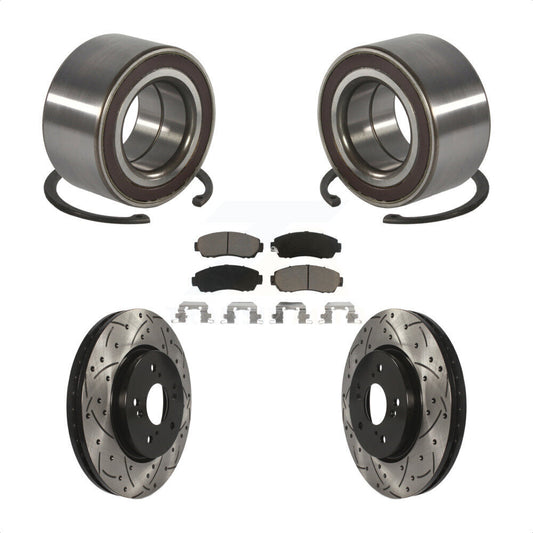 Wheel Bearing Coat Drill Slot Brake Rotor Pad Front Kit For Honda CR-V Acura RDX