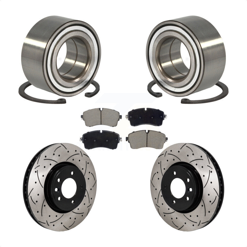 Wheel Bearing Coat Drill Slot Brake Rotor Pad Front Kit For Land Rover Discovery