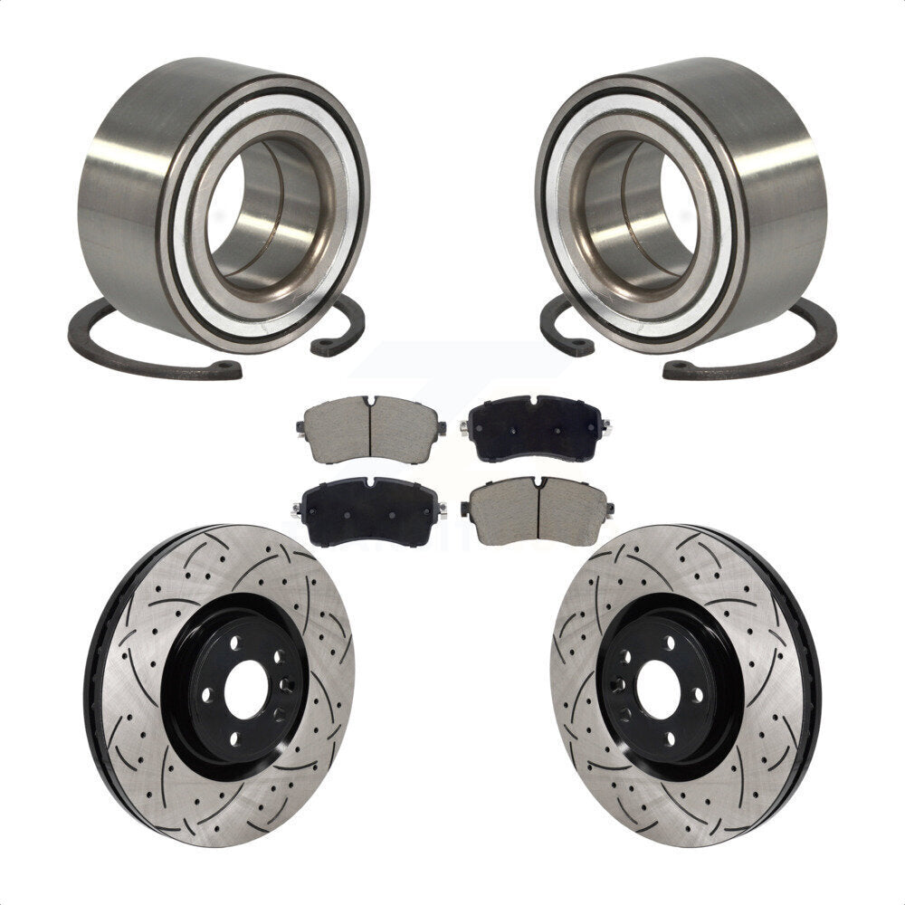 Wheel Bearing Drilled Slot Brake Rotor Pad Front Kit For Land Rover Range Evoque