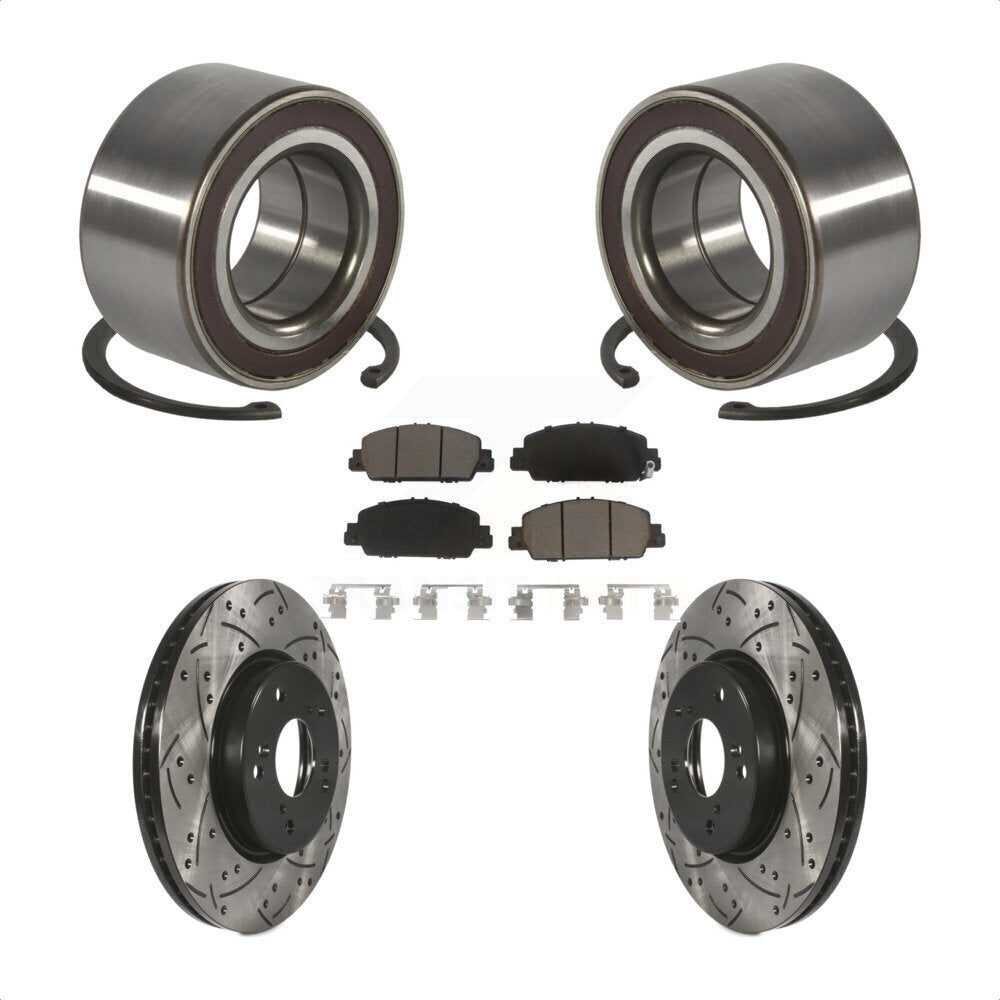 Wheel Bearing Coat Drill Slot Brake Rotor Pad Front Kit For 2016-2022 Honda HR-V