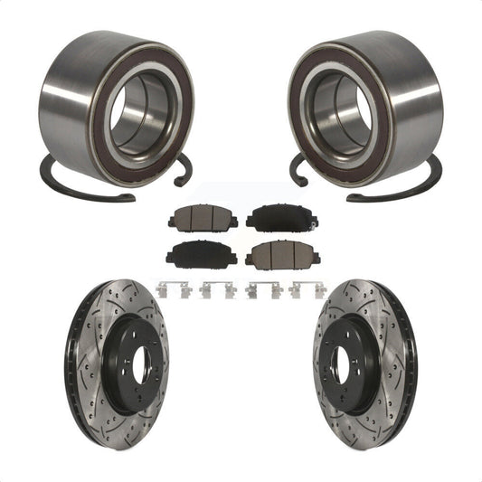 Wheel Bearing Coat Drill Slot Brake Rotor Pad Front Kit For 2016-2022 Honda HR-V