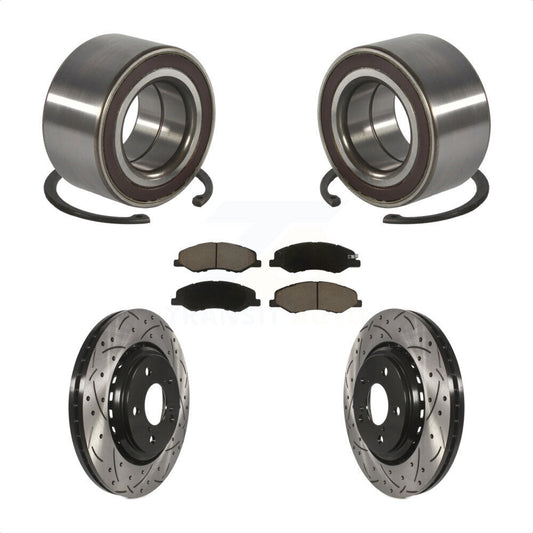 Wheel Bearing Drilled Slot Brake Rotor Pad Front Kit For 2018-2023 Honda Odyssey