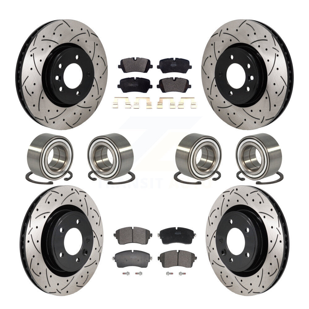 Bearing Coated Brake Rotor & Pads Front Rear Kit (10Pc) For Land Rover Discovery