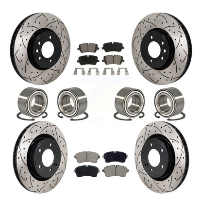 Bearing Coated Brake Rotor & Pads Front Rear Kit (10Pc) For Land Rover Discovery