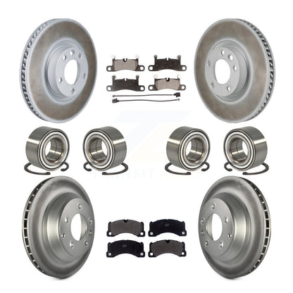 Bearing Coated Disc Brake Rotor Pad Front Rear Kit (10Pc) For Volkswagen Touareg