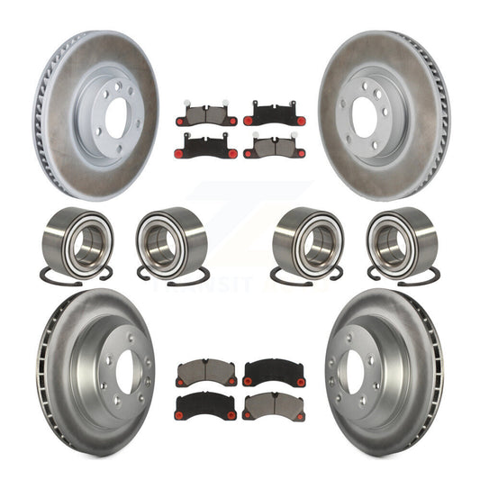 Bearing Coated Disc Brake Rotor Pad Front Rear Kit (10Pc) For Volkswagen Touareg