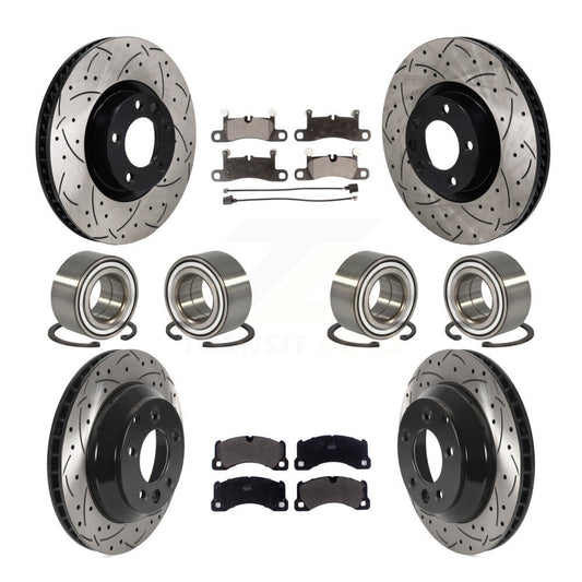 Bearing Coated Disc Brake Rotor Pad Front Rear Kit (10Pc) For Volkswagen Touareg