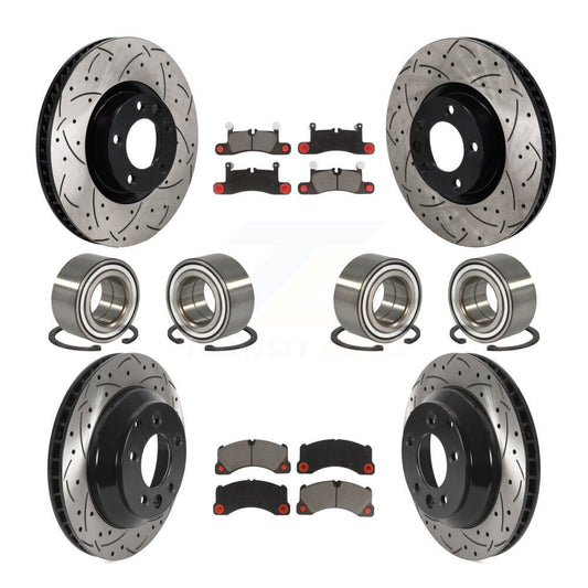 Bearing Coated Disc Brake Rotor Pad Front Rear Kit (10Pc) For Volkswagen Touareg
