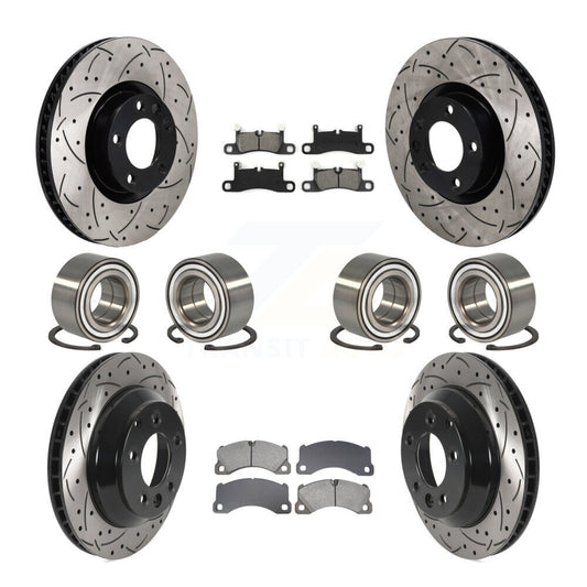 Bearing Coated Disc Brake Rotor Pad Front Rear Kit (10Pc) For Volkswagen Touareg