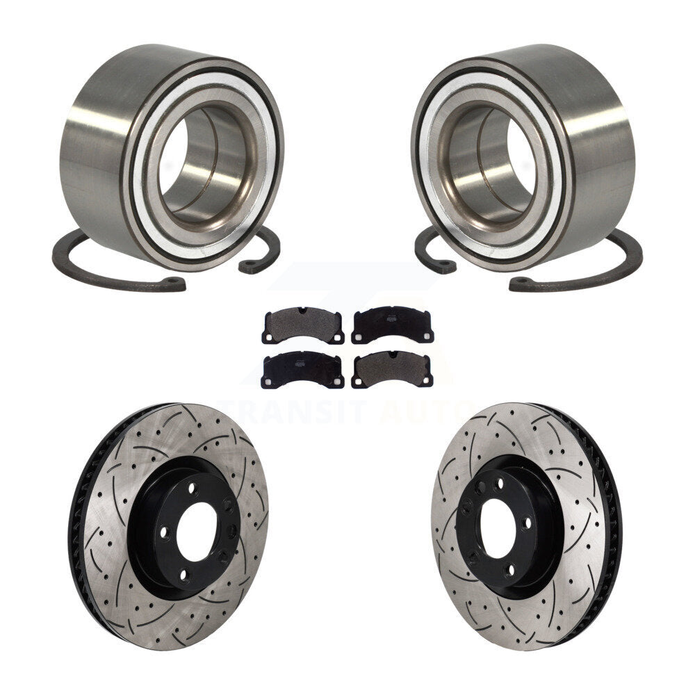 Wheel Bearing Coated Drill Slot Brake Rotor Pad Front Kit For Volkswagen Touareg