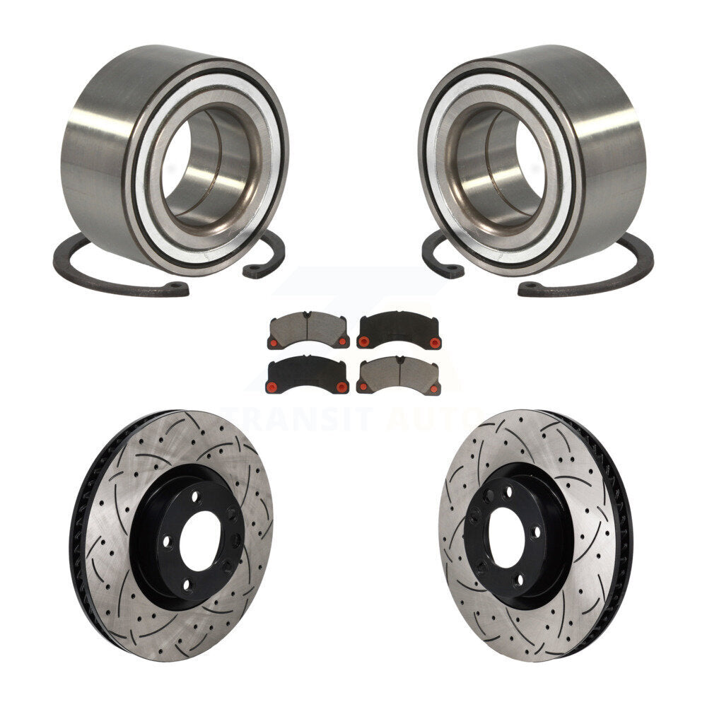 Wheel Bearing Coated Drill Slot Brake Rotor Pad Front Kit For Volkswagen Touareg